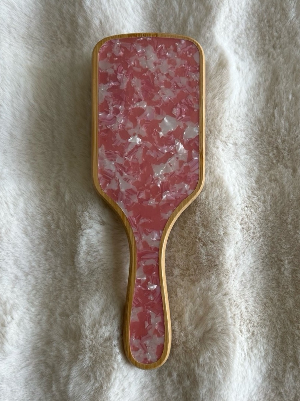 🆕 Pearlessence Bamboo Paddle Brush With Pink Mother Of Pearl!
